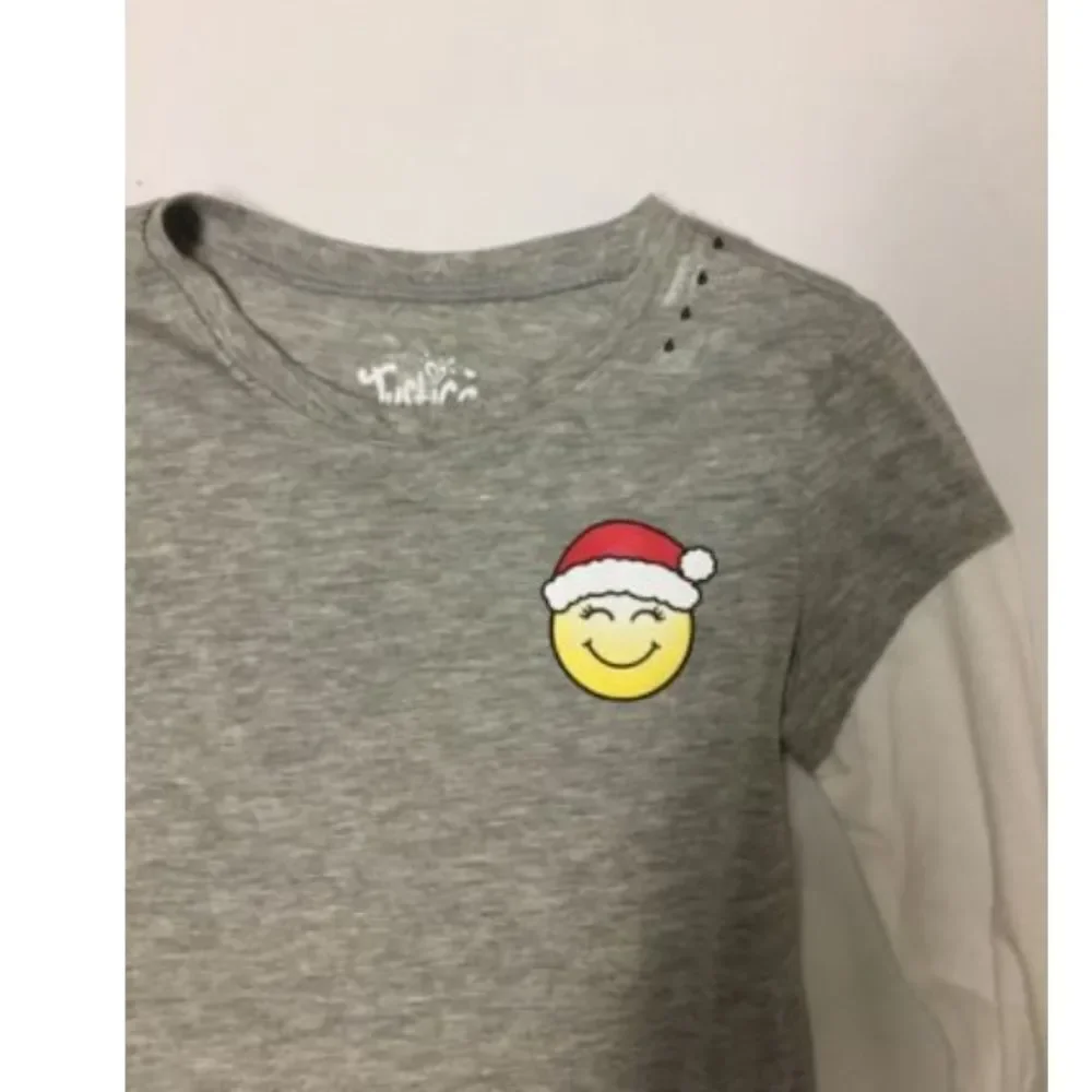 Justice Girls Size 6 Christmas Shirt Gray NWOT